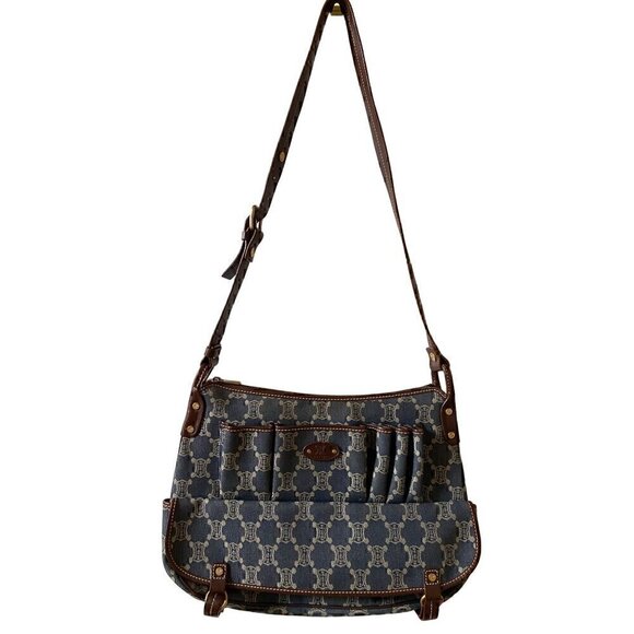 CELINE Paris Macadam Denim Signature Denim Flap Messenger Bag Y2K Shoulder - Picture 2 of 16